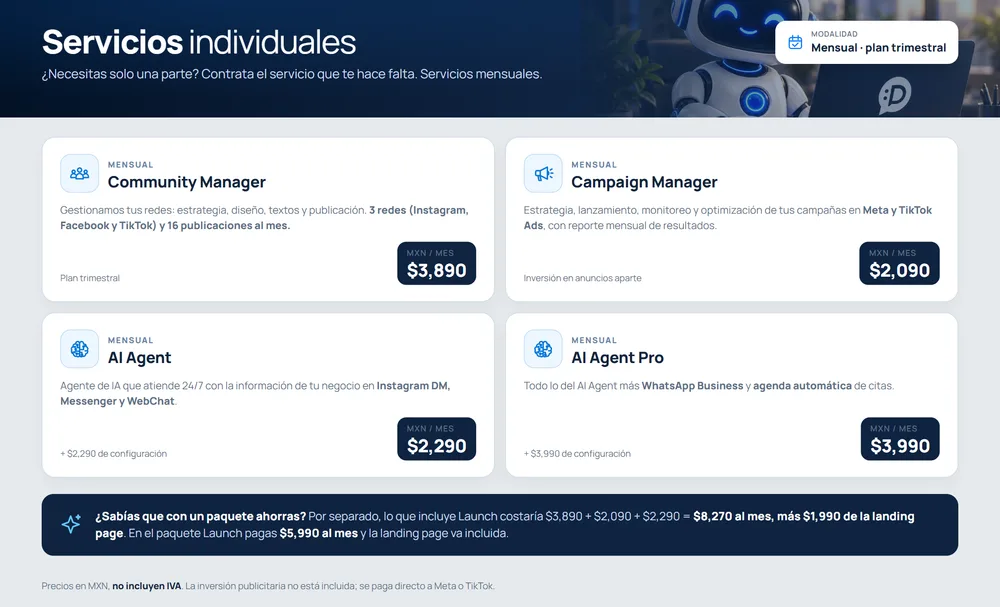 Servicios individuales mensuales